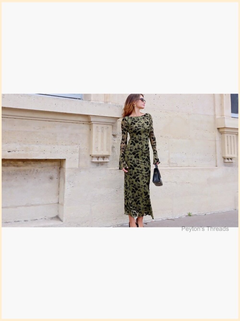 Floral Bodycon Maxi Dress Mesh Long Sleeve Formal Wedding Guest Cocktail - Picture 7 of 7